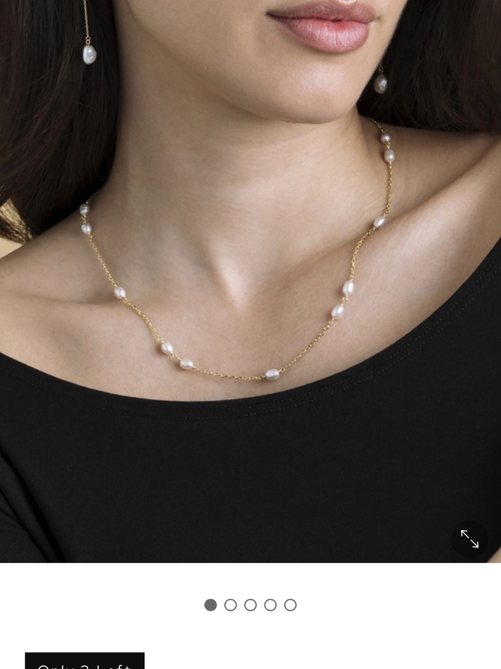 La Perla  Elegant Freshwater Pearl Station Necklace with Gold Chain